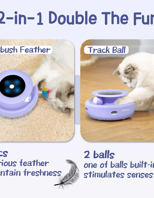 Load image into Gallery viewer, Cat Toys, 2-In-1 Interactive Cat Toys for Indoor Cats, Automatic Cat Toy Balls, Mice Toys Ambush Feather Kitten Toys with 7Pcs Attachments, Dual Power Supplies, Adjustable Speed, Auto On/Off
